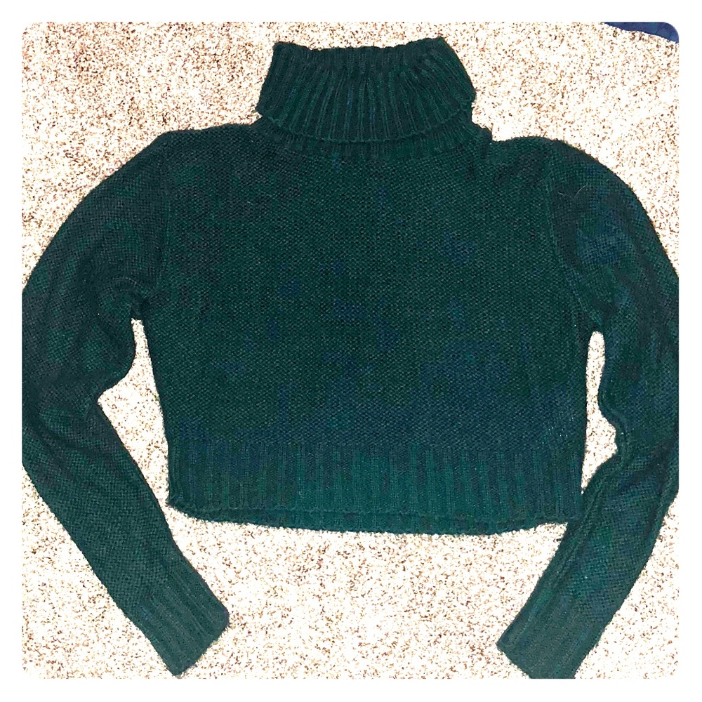 Hunter green crop turtleneck sweater!